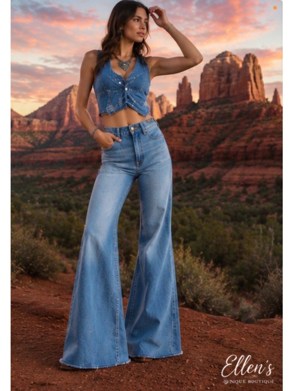Wrangler Wanderer High-Rise Flare Jeans Denim Blue Size 27 New With Tag - Picture 11 of 16